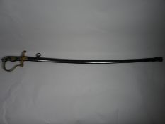 A WWII German dovehead Officer's sword with swastika and eagle crossguard and scabbard