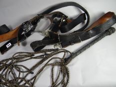 A Cat o' Nine Tails together with five assorted police belts related to the South Wales area