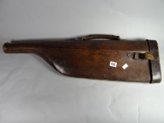 A leg of mutton shaped leather gun case with buckle