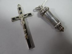 A Victorian hallmarked silver bosun's whistle (Birmingham 1893) together with a silver coloured