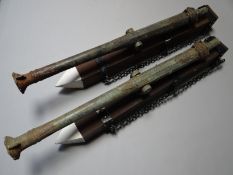 A matching pair of early nineteenth century bronze Lantaka Cannon with Arabic Royal cipher on