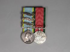 A Crimea and Turkish Crimea pair of medals to Pte. A. Roy, 79th Foot; Crimea Medal with Alma,
