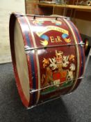 An EIIR Royal Army Medical Corps military band large bass drum with hand-painted coat of arms and