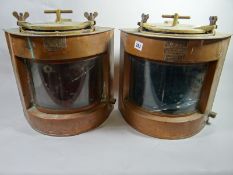 Two ship's copper lights by Meteorite, one marked 'Starboard' and '66271 Harvie Commercial Quality