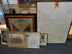 A quantity of framed, mainly Royal Welsh Fusilier-themed works of art, including an ink and hand-