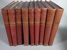 Nine leather-bound volumes of 'The Second Great War' by Sir John Hammerton