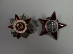 Two Soviet Russian decorations both with maker's marks and numbered