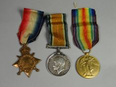 A WWI 1914-15 trio of medals to 1304 Cpl. J.H. Bowkett, South Wales Borderers
