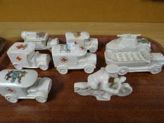 Eight crested china trucks and vehicles