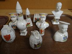 Twelve crested china busts etc.