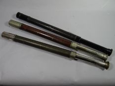 Thee Royal Navy 'On Watch' telescopes, one leather-bound and marked 'T. Cooke & Sons Ltd. London &