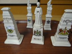 Six crested china memorials
