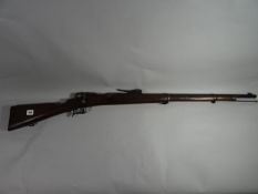 Italian Vetterli 10.4mm bolt action single shot service rifle dated 1878 with rifled barrel (27 ins)