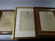 Two framed Royal Humane Society certificates named to P.C. H.H. Hunt, one for the bronze medal and