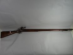 An India Pattern Brown Bess musket c. 1790-1815, 39 ins barrel complete with ramrod, Indian
