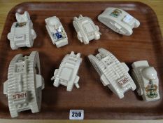 Eight crested china tanks