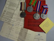 WWII Defence & War Medals and a Regular Army Certificate of Service Book to 7629130 S.Sgt Raymond