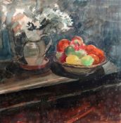 EDWIN JOHN watercolours - 1) still life with narcissi, 12.5 x 12 ins (32 x 30 cms) 2) still life
