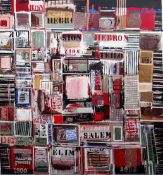 JOHN UZZELL EDWARDS mixed media - large abstract composition from the artist's Welsh quilt series of