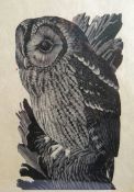 CHARLES FREDERICK TUNNICLIFFE three woodcuts - ornithological studies of an owl, a heron and a