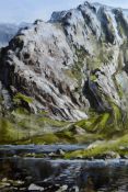 ALED PRICHARD JONES pastel - Snowdonia, entitled verso, 'Idwal Slabs', signed with initials, 19.5