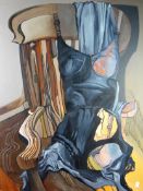 GOMER LEWIS acrylic on canvas - semi abstract, entitled verso 'Carapace-Chair and Underwear',