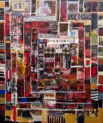 JOHN UZZELL EDWARDS mixed media and fabric construction - large abstract composition from the