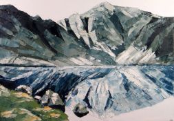 GWYN ROBERTS oil on canvas - Snowdonia, entitled verso 'Cader Idris' on Attic Gallery label,