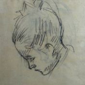 EDWIN JOHN watercolours - 1) head and shoulders of a young girl, signed and dated, 13 x 9 ins (33