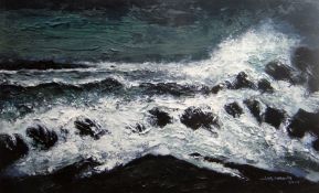 WILF ROBERTS limited edition (15/50) print - water breaking onto rocks, entitled 'Tonnau,