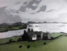 SIR KYFFIN WILLIAMS RA limited edition (14/150) print - farm and building with cows and farm in