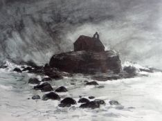 SIR KYFFIN WILLIAMS RA coloured limited edition (115/150) print - St Cwyfan's Church, Aberffraw,