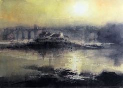 WILLIAM SELWYN limited edition (219/300) print - Menai Straits & suspension bridge, Anglesey, 12 x