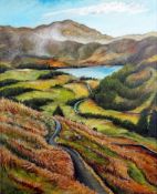 GLYN PRICE oil on board - North Wales landscape, Nant Gwynant, signed and entitled verso, 14.5 x