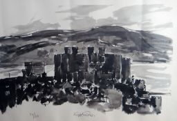 SIR KYFFIN WILLIAMS RA limited edition (79/500) colourwash print - Conwy Castle, signed in full,