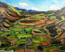 GLYN PRICE oil on board - landscape, signed and dated 2011 and entitled 'Fields of Dreams' verso,