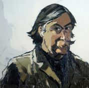 SIR KYFFIN WILLIAMS RA print - self portrait of the artist, Oriel Ynys Mon label verso entitled '