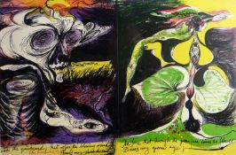 CERI RICHARDS double-sided coloured lithograph - for poetry London with Dylan Thomas's 'The Hand