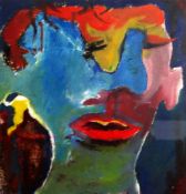JOHN UZZELL EDWARDS mixed media hand finished print - abstract painting of a male head, entitled '