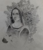 SARA JOHN pencil drawings a pair - 1) nude lying down,13 x 19.5 ins (33 x 50 cms), signed, 2) female