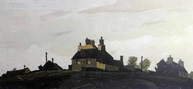 SIR KYFFIN WILLIAMS RA limited edition (64/100) print - view of chimneyed house on top of hill