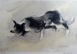 WILLIAM SELWYN limited edition (358/500) print - sheepdog at work, signed in pencil, 11.5 x 16