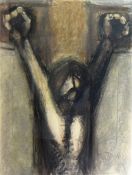 WILL ROBERTS pastel - depiction of Christ entitled on hand written label verso with artists