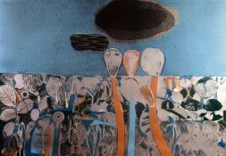 JACK CRABTREE limited edition (19/25) coloured print - entitled 'Flowers in Landscape with Ominous