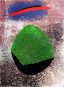 MARTYN DALLIMOORE JONES limited edition (8/77) print - abstract drawing green sphere with red
