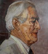 GORDON STUART oil / mixed media - portrait of the artist Will Roberts, signed, 18 x 13.75 ins (46