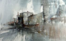 WILLIAM SELWYN watercolour - side view of Caernarfon Castle, entitled verso 'Town Walls,