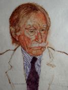 GORDON STUART oil/mixed media - portrait of Sir Kyffin Williams, signed, 20 x 14 ins (51 x 36