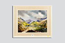 RICHARD ROBERTS oil on board - landscape, Nantlle Valley, signed, 13 x 17 ins (33 x 43 cms)
