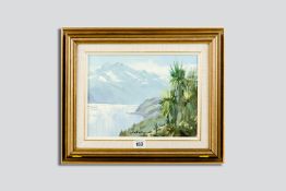 MARK THOMAS (of New Zealand) oil on board - The Humbolt Range, Lake Wakatipui, signed, 8.5 x 11.5